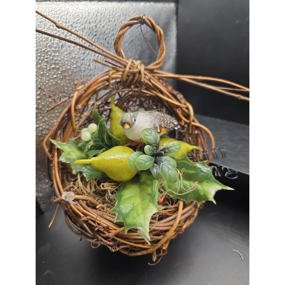 Rustic Bird Nest Wreath Christmas Ornament Holiday Decoration